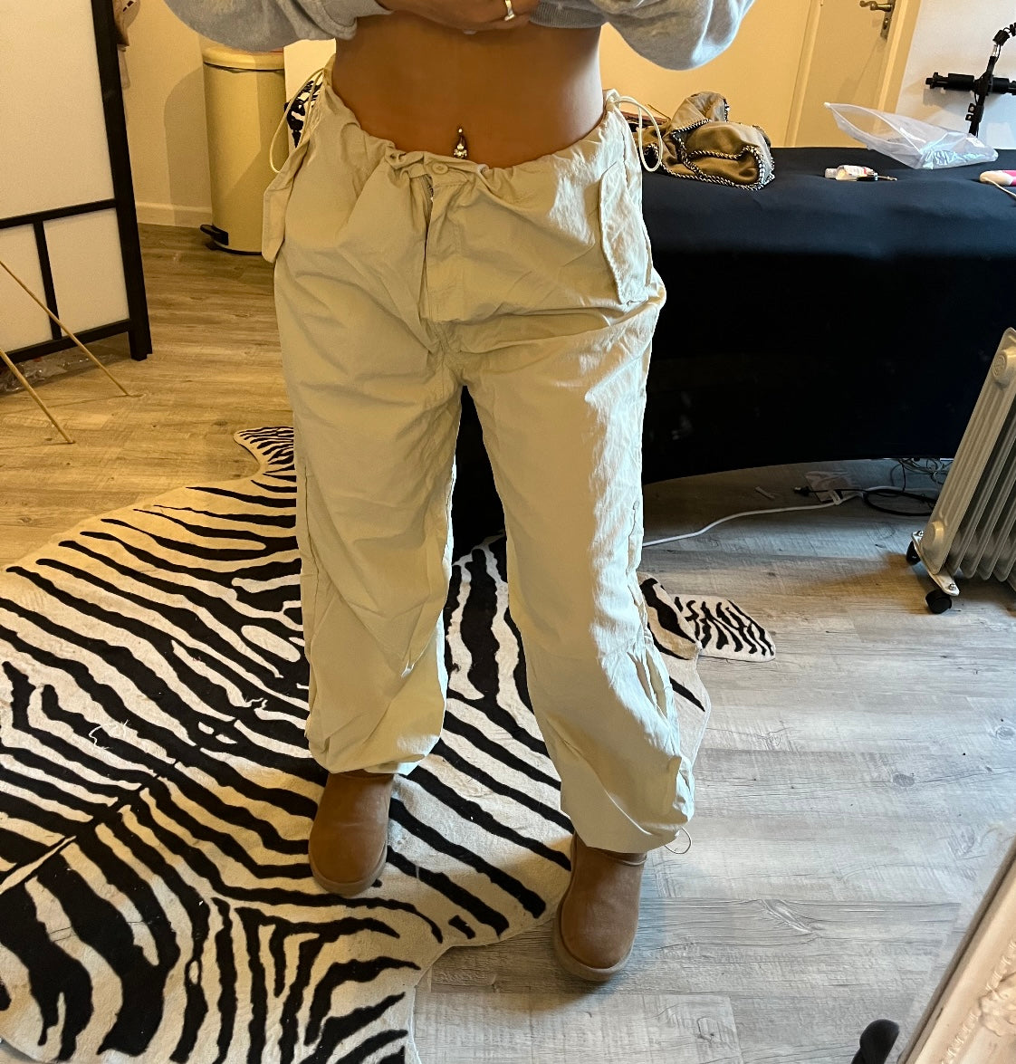 Cream Parachute Pants