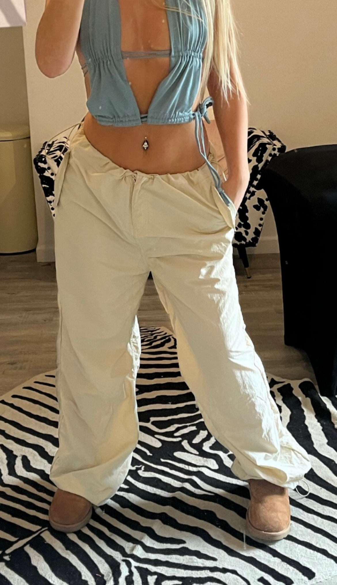 Cream Parachute Pants