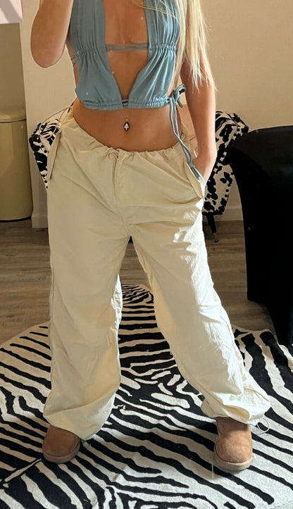 Cream Parachute Pants